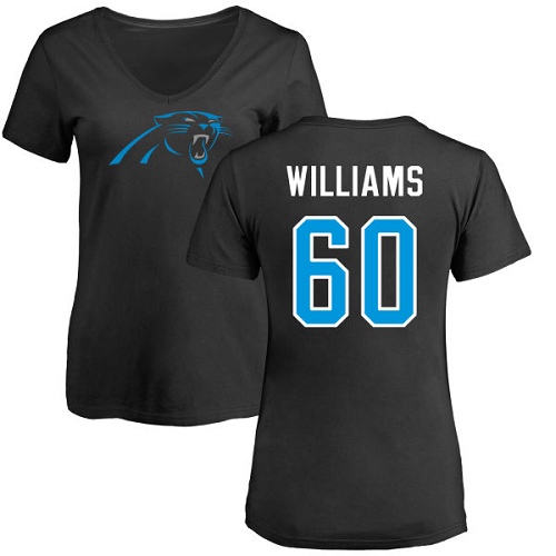 Carolina Panthers Black Women Daryl Williams Name and Number Logo Slim Fit NFL Football #60 T Shirt